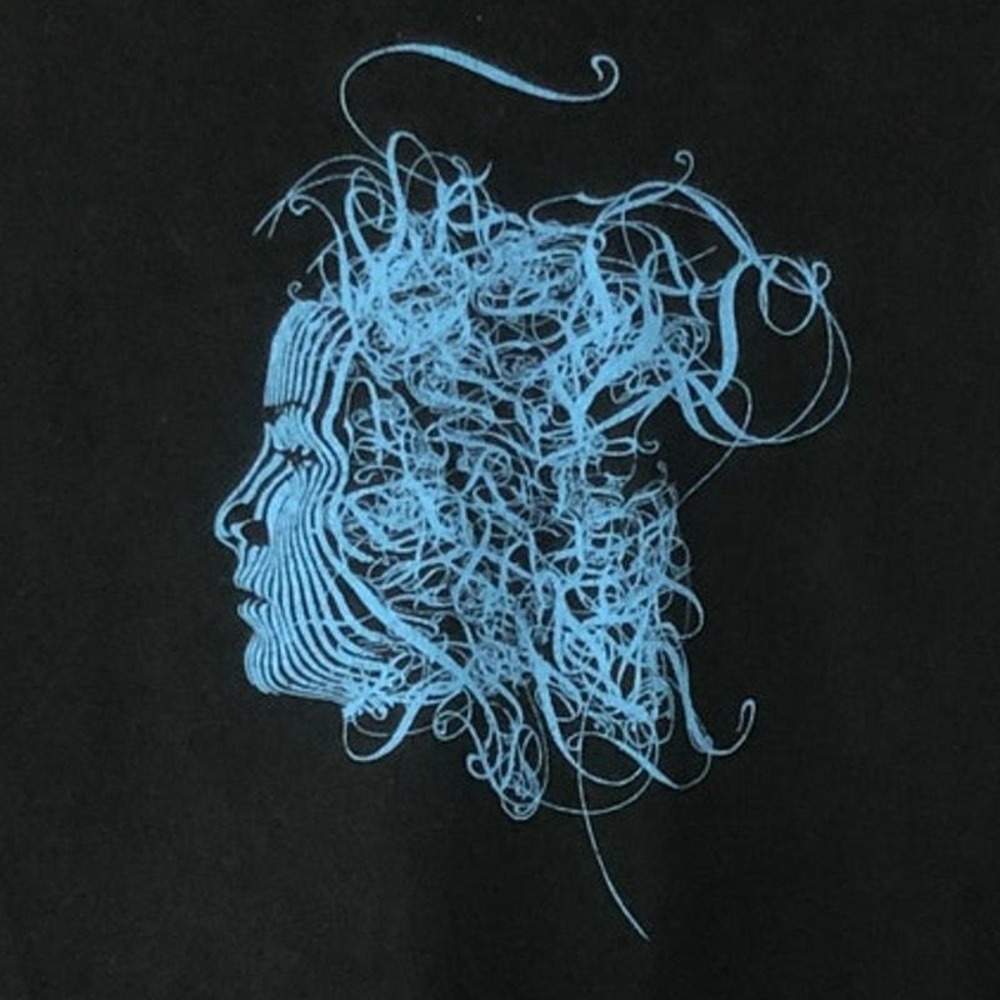 Vintage Blue Medusa Like Graphic Print Hanes Beefy-T Men's Size XL
